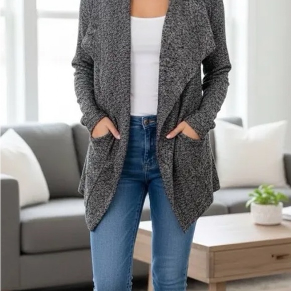 Eileen Fisher Sweaters - Eileen Fisher Charcoal Open Front Cardigan Organic cotton wool Medium